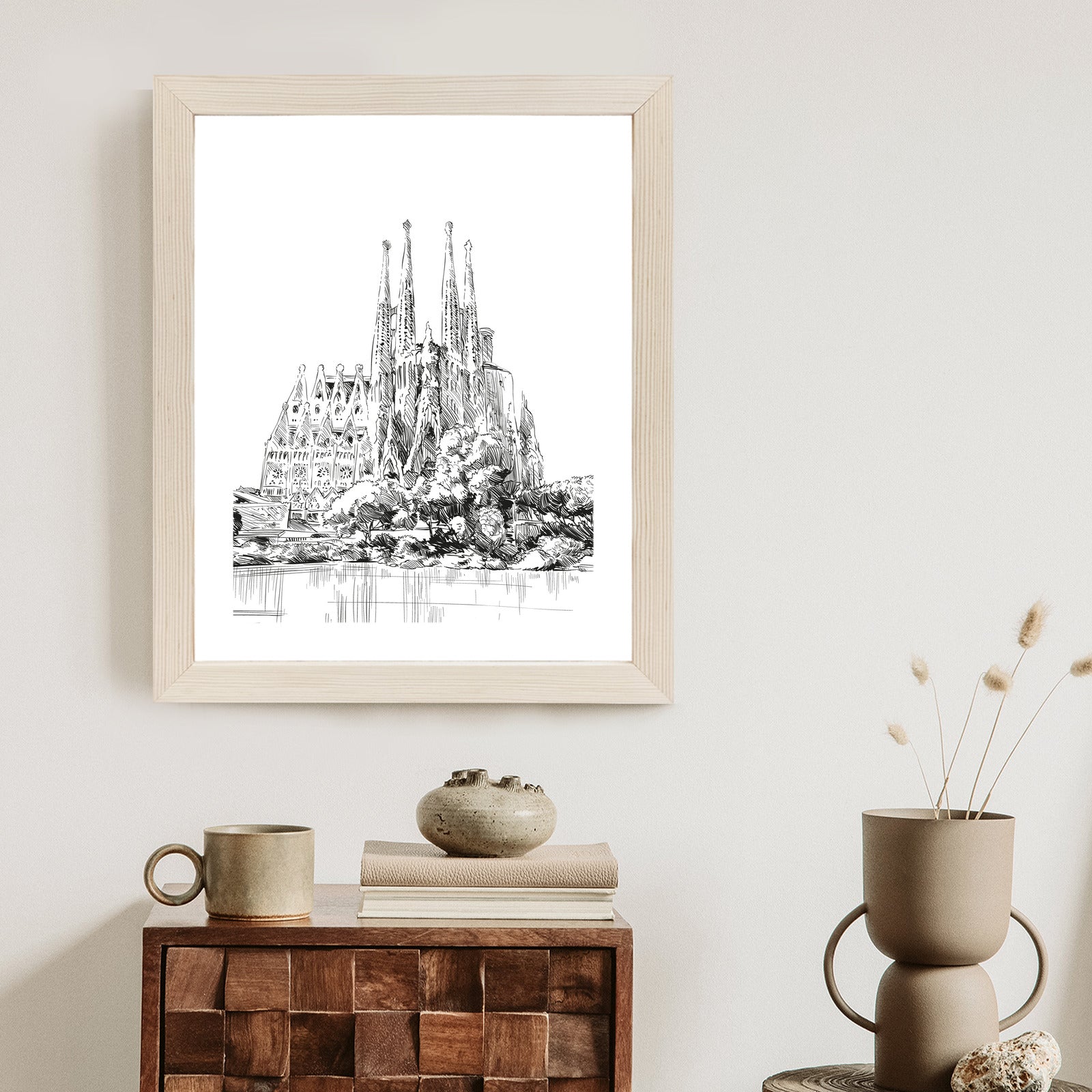 Plakat Bazylika Sagrada Familia Szkic Rama Aluminiowa Kolor Czarny