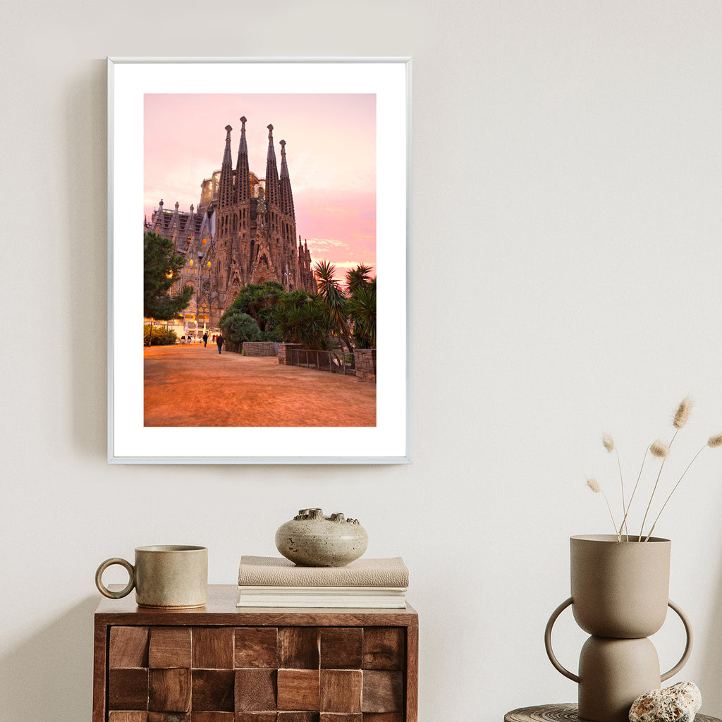 Plakat La Sagrada Familia Podczas Zachodu Słońca Rama Aluminiowa Kolor Czarny