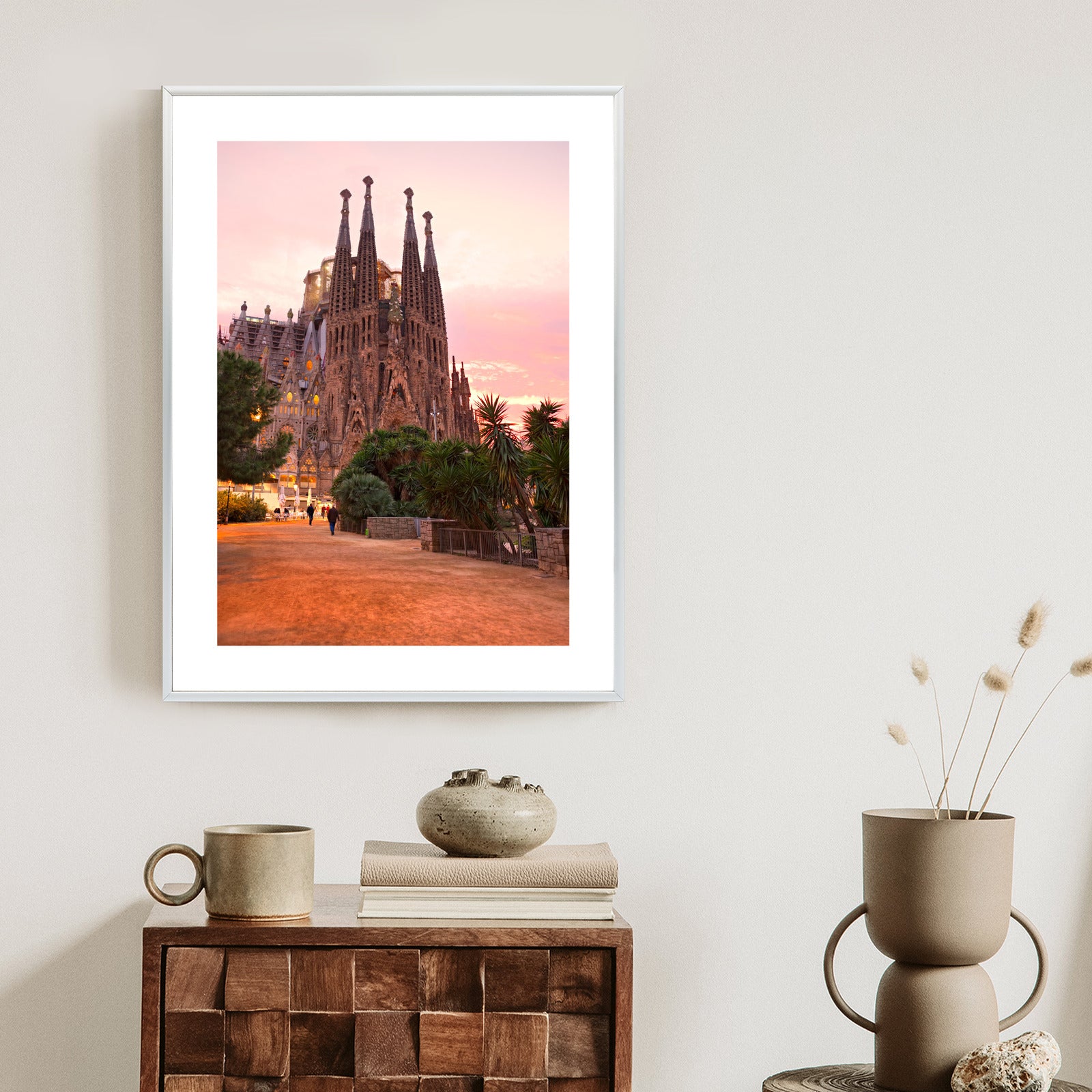 Plakat La Sagrada Familia Podczas Zachodu Słońca Rama Aluminiowa Kolor Czarny