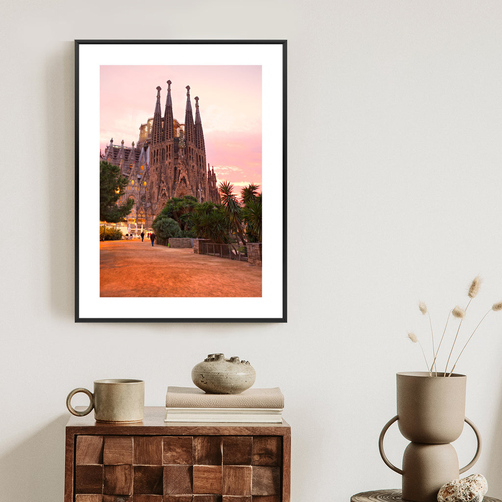 Plakat La Sagrada Familia Podczas Zachodu Słońca Rama Aluminiowa Kolor Czarny