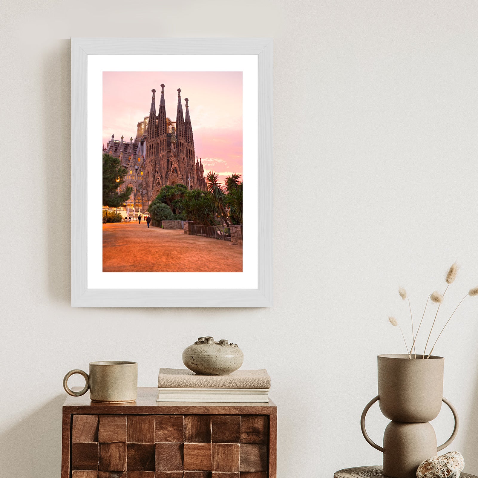 Plakat La Sagrada Familia Podczas Zachodu Słońca Rama Aluminiowa Kolor Czarny