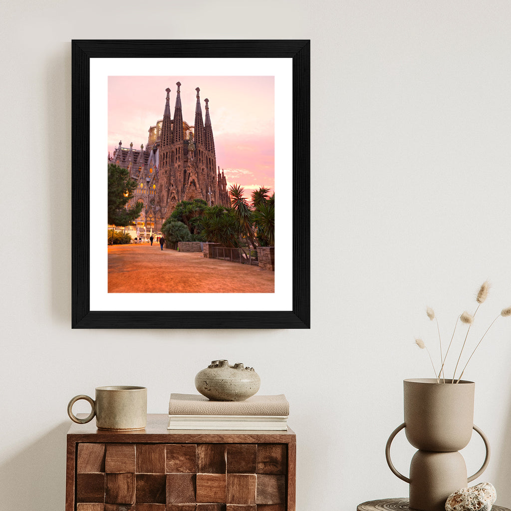 Plakat La Sagrada Familia Podczas Zachodu Słońca Rama Aluminiowa Kolor Czarny