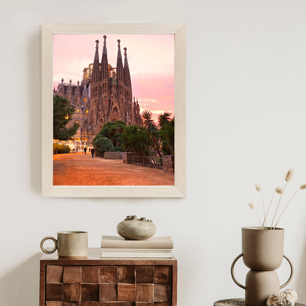 Plakat La Sagrada Familia Podczas Zachodu Słońca Rama Aluminiowa Kolor Czarny