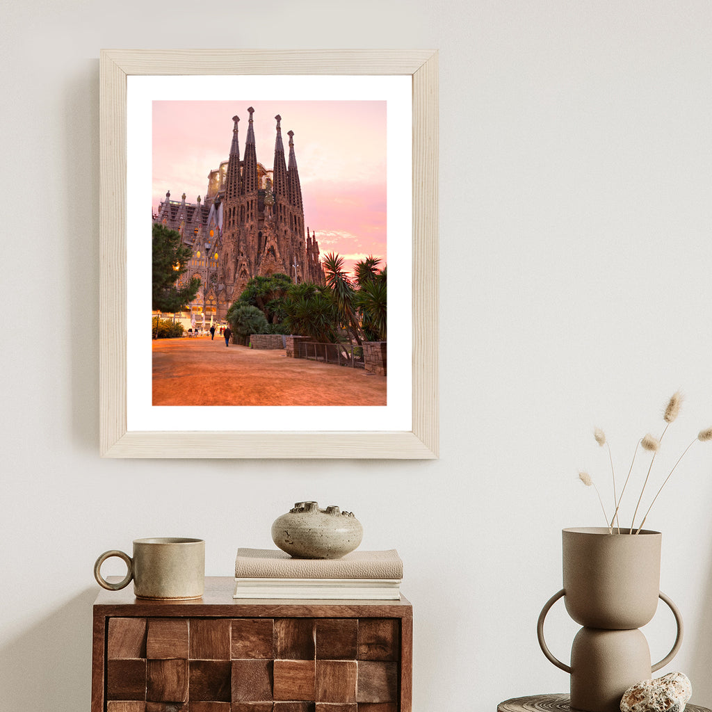 Plakat La Sagrada Familia Podczas Zachodu Słońca Rama Aluminiowa Kolor Czarny