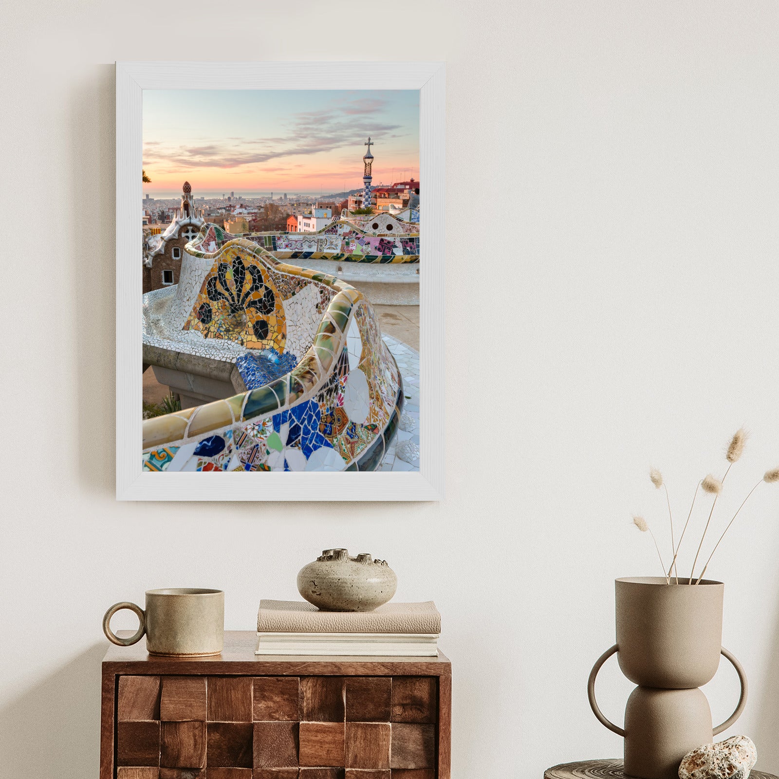 Plakat Wschód Słońca Widziany Z Park Guell W Barcelonie Rama Aluminiowa Kolor Czarny