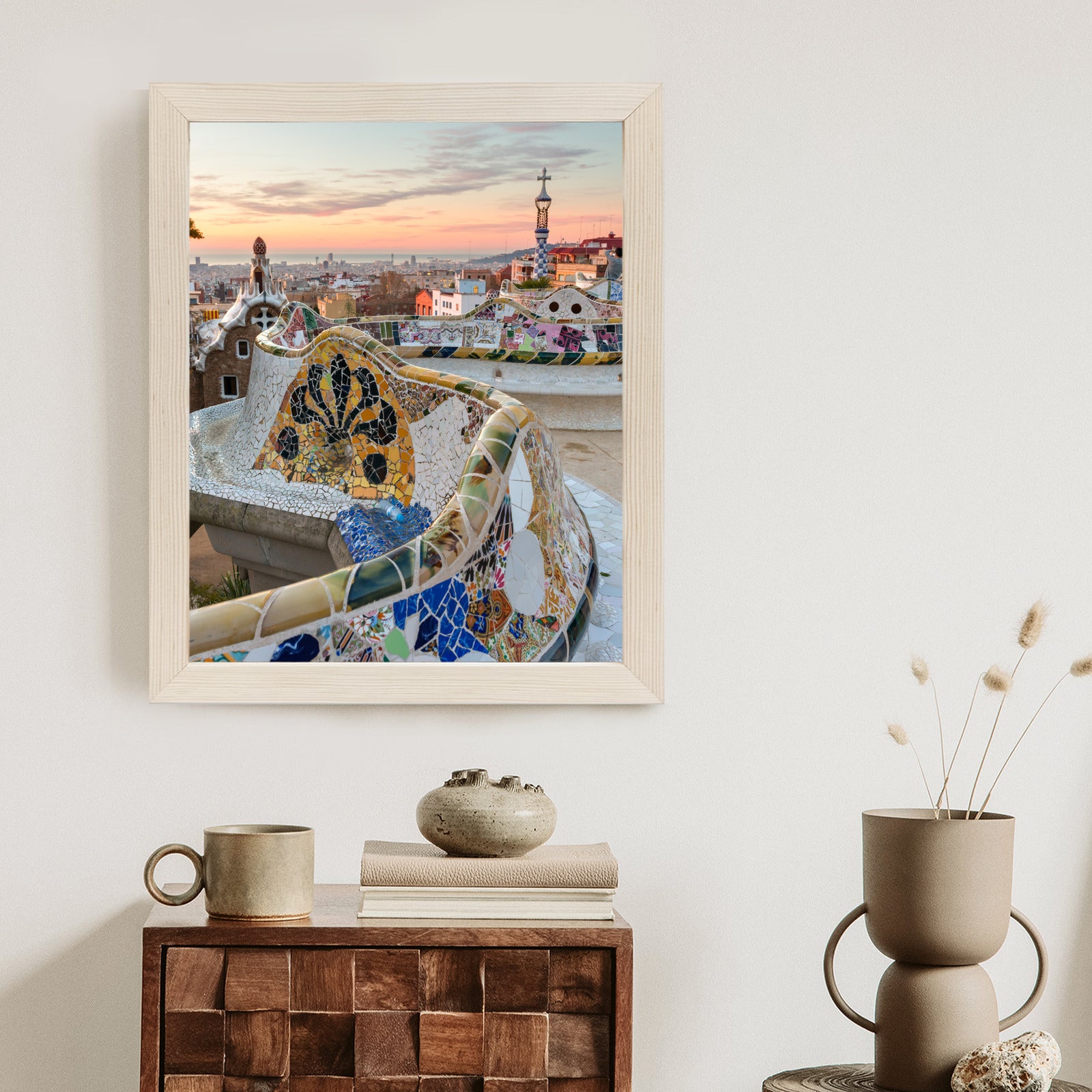 Plakat Wschód Słońca Widziany Z Park Guell W Barcelonie Rama Aluminiowa Kolor Czarny