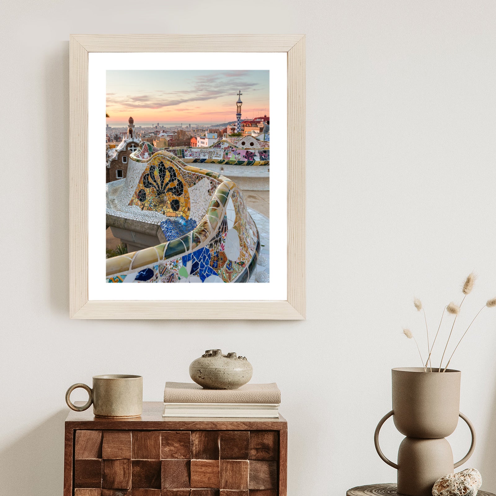 Plakat Wschód Słońca Widziany Z Park Guell W Barcelonie Rama Aluminiowa Kolor Czarny