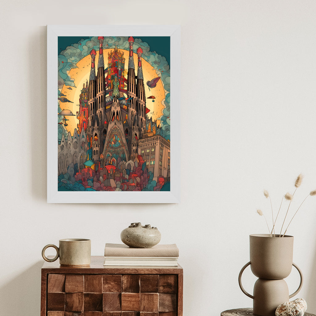 Plakat Abstrakcyjna Koncepcja Kościoła Sagrada Familia Rama Aluminiowa Kolor Czarny