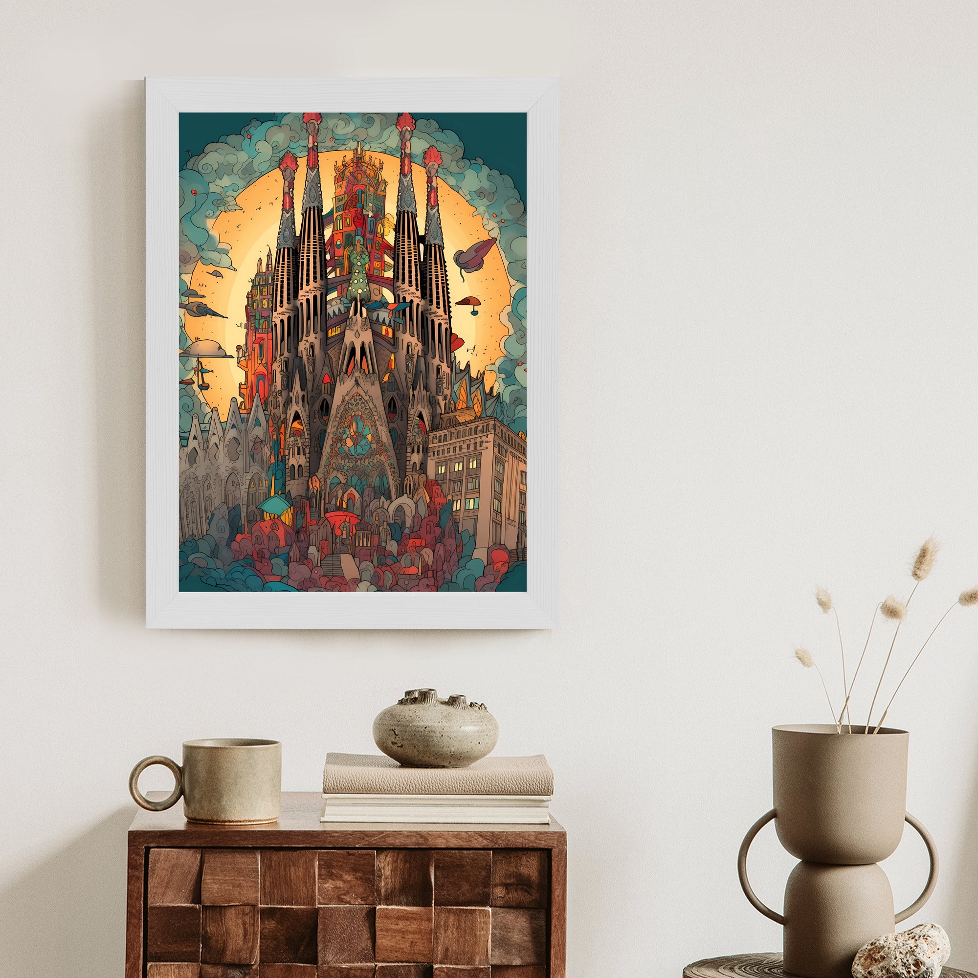 Plakat Abstrakcyjna Koncepcja Kościoła Sagrada Familia Rama Aluminiowa Kolor Czarny