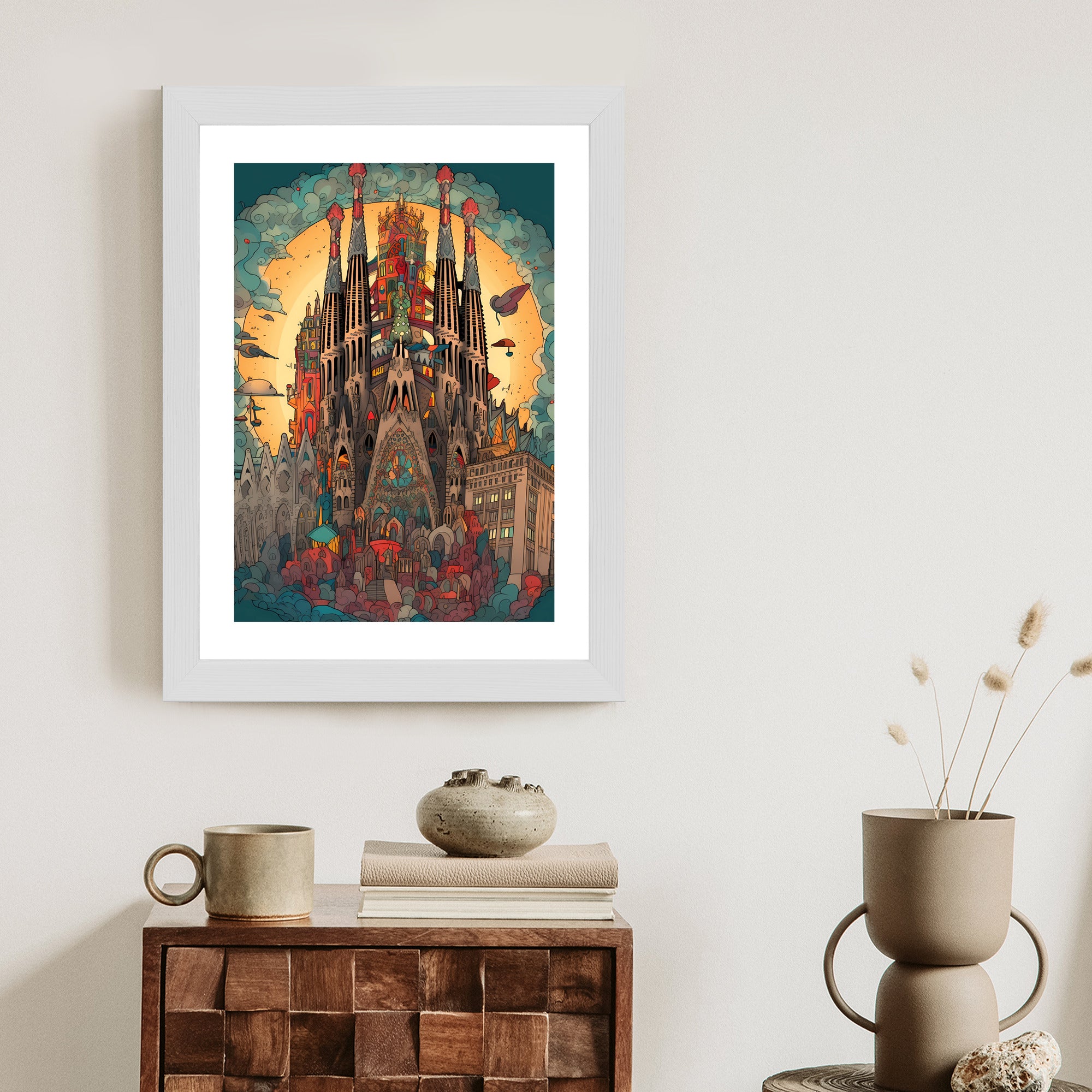 Plakat Abstrakcyjna Koncepcja Kościoła Sagrada Familia Rama Aluminiowa Kolor Czarny