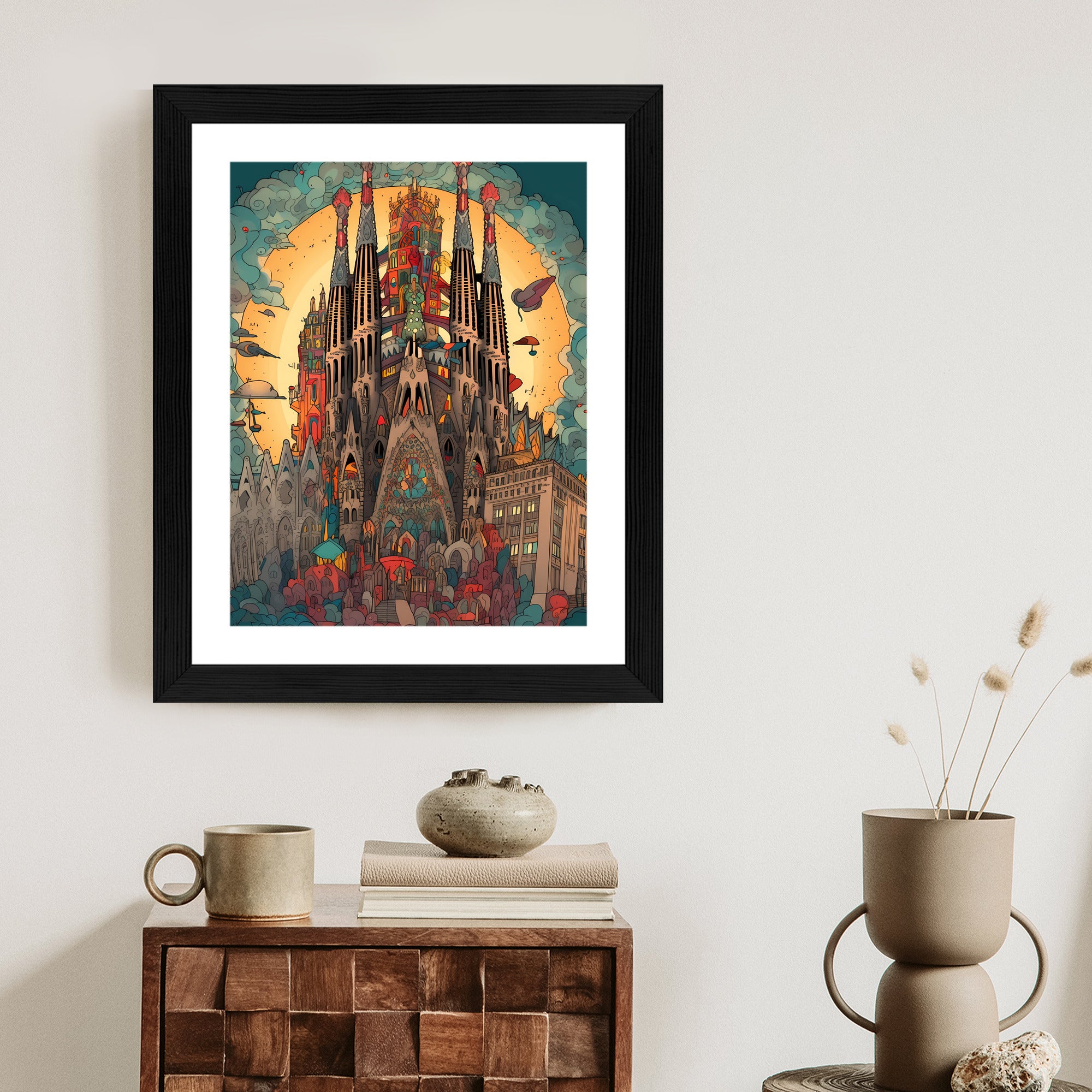 Plakat Abstrakcyjna Koncepcja Kościoła Sagrada Familia Rama Aluminiowa Kolor Czarny