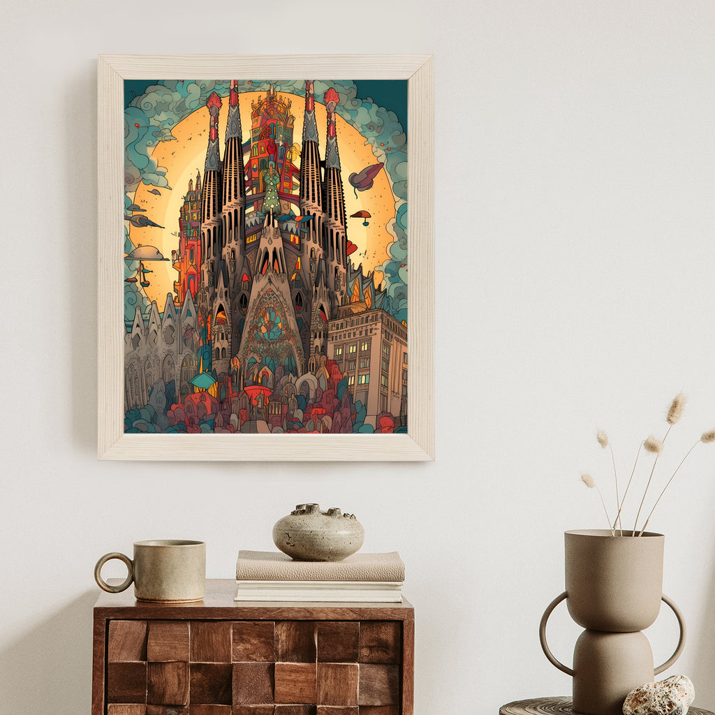 Plakat Abstrakcyjna Koncepcja Kościoła Sagrada Familia Rama Aluminiowa Kolor Czarny