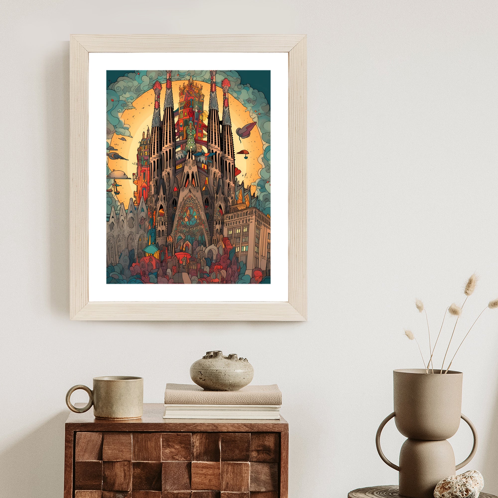 Plakat Abstrakcyjna Koncepcja Kościoła Sagrada Familia Rama Aluminiowa Kolor Czarny