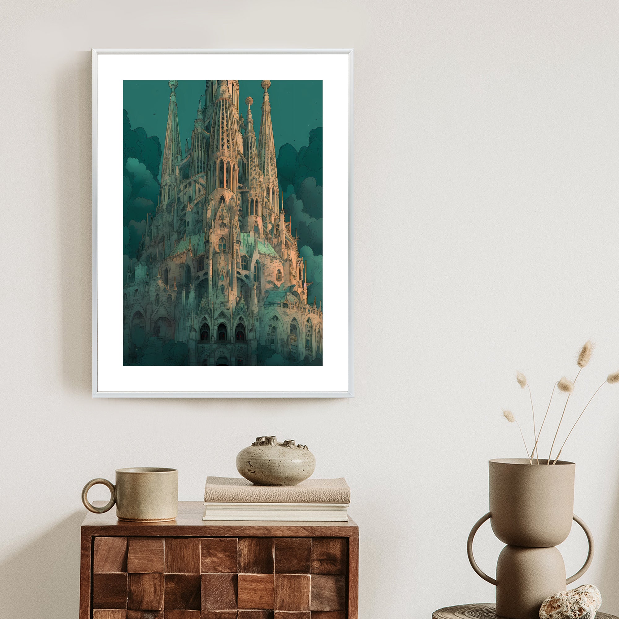 Plakat Sagrada Familia Secesyjny Kościół W Barcelonie Rama Aluminiowa Kolor Czarny