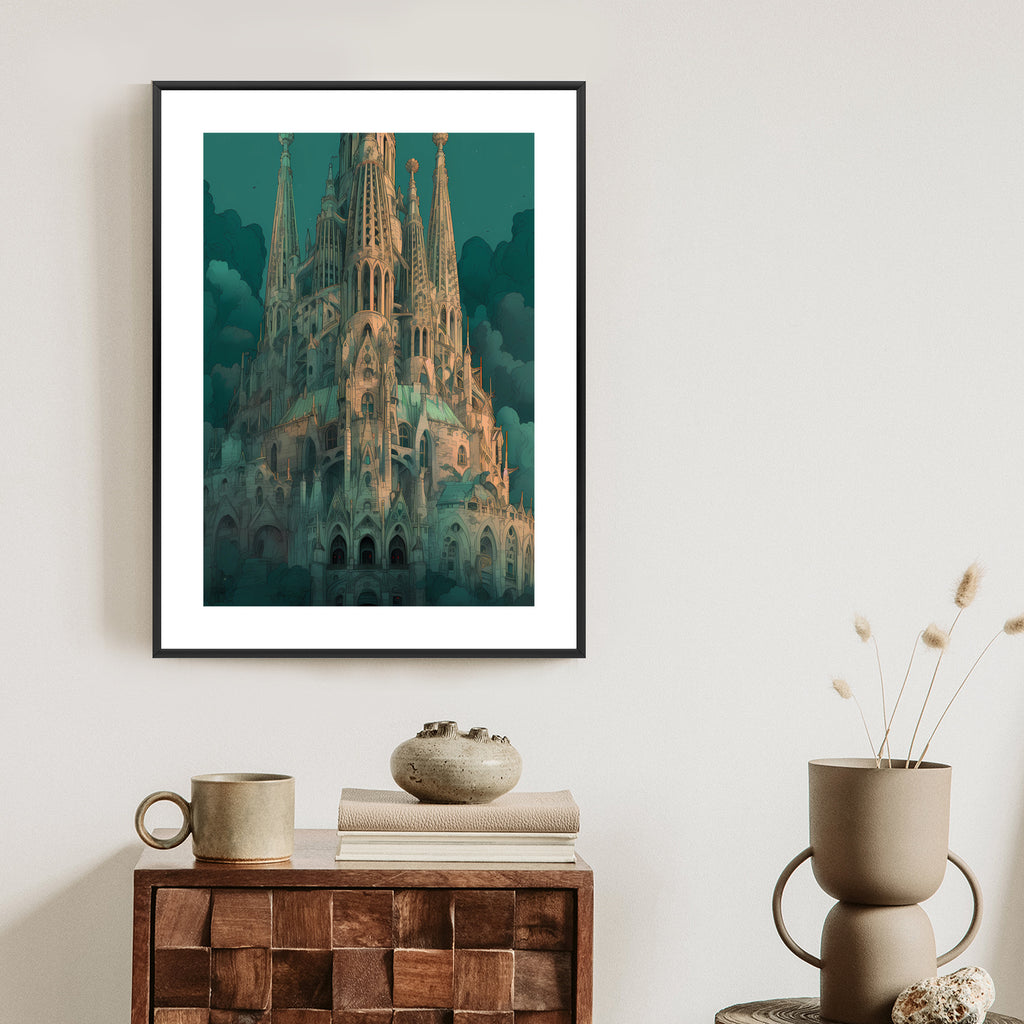 Plakat Sagrada Familia Secesyjny Kościół W Barcelonie Rama Aluminiowa Kolor Czarny