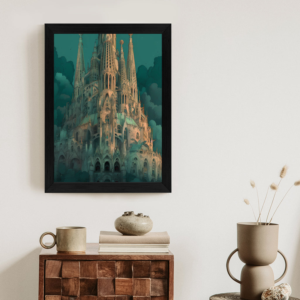 Plakat Sagrada Familia Secesyjny Kościół W Barcelonie Rama Aluminiowa Kolor Czarny