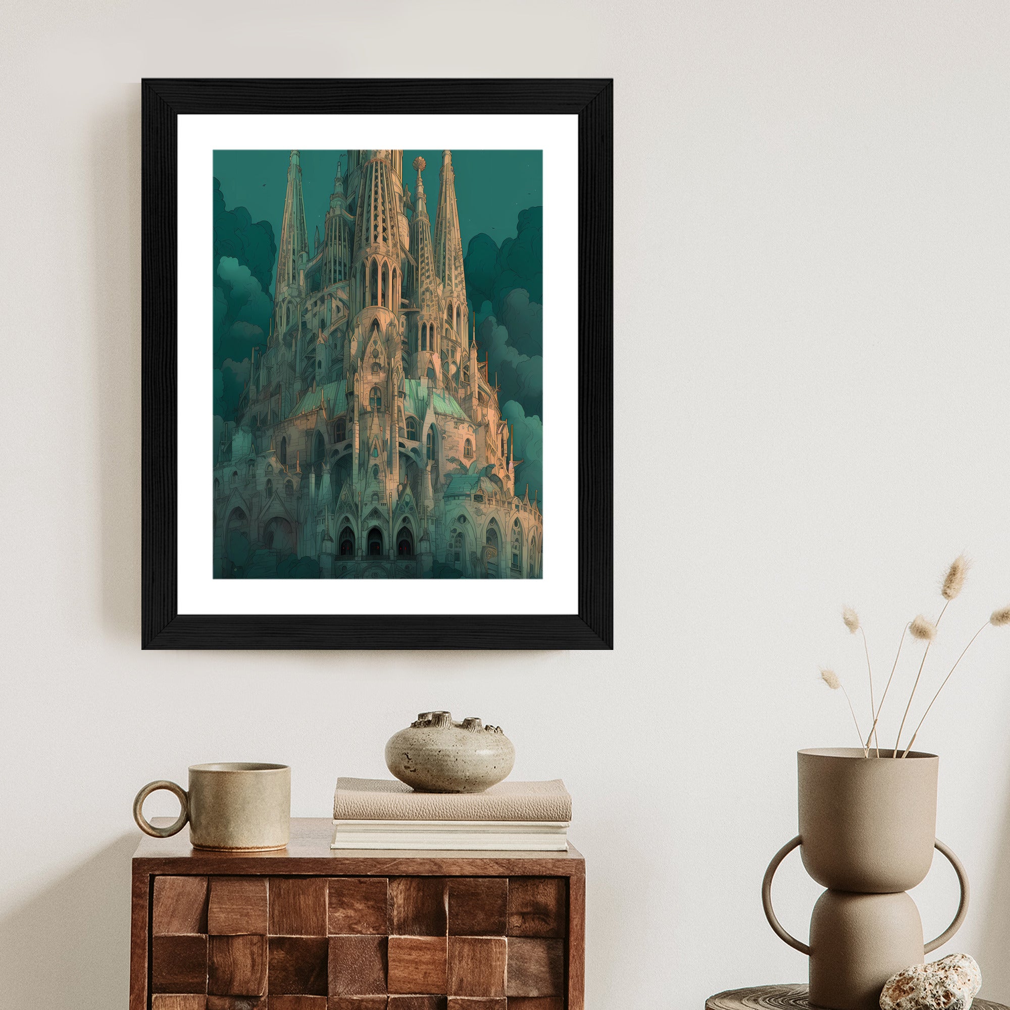 Plakat Sagrada Familia Secesyjny Kościół W Barcelonie Rama Aluminiowa Kolor Czarny