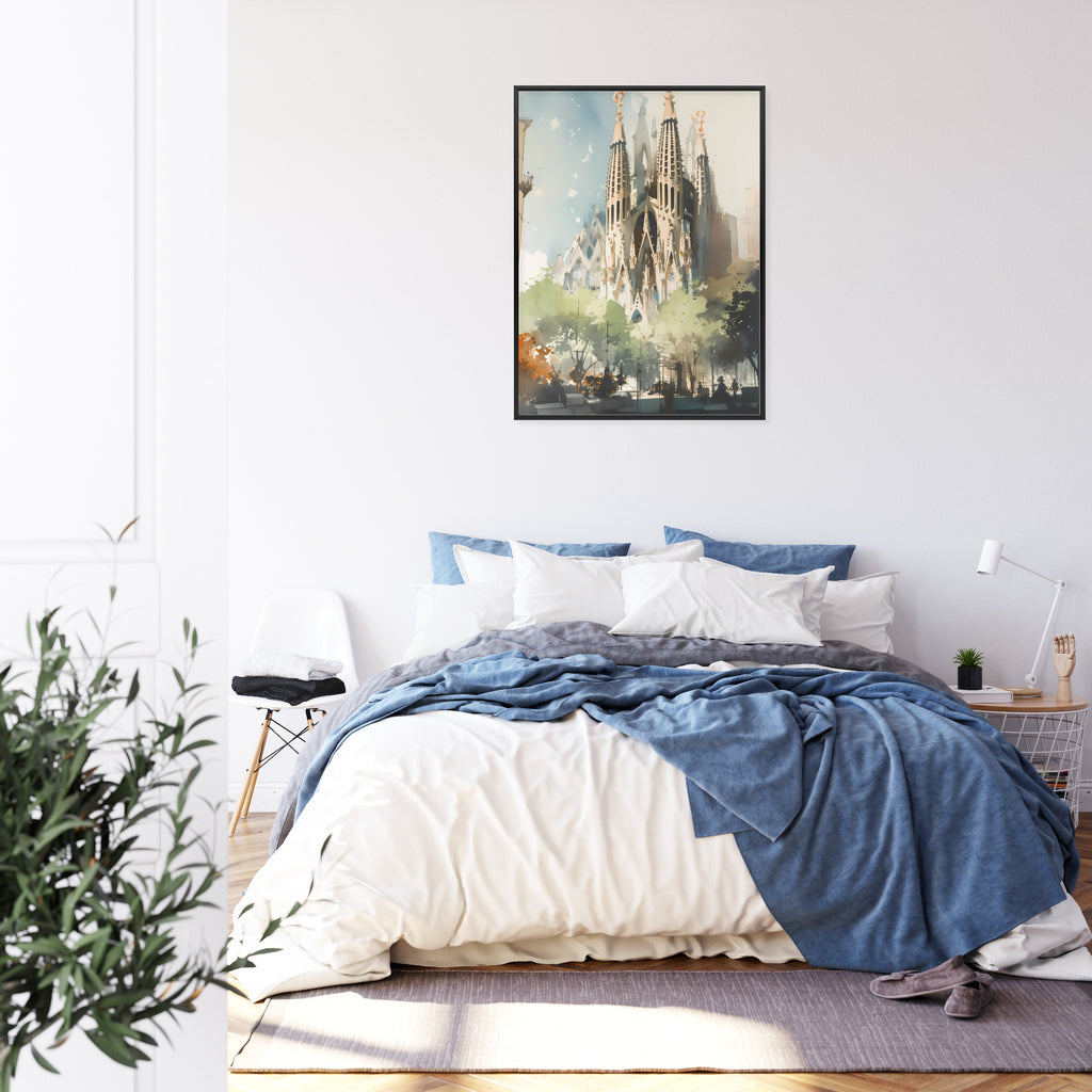 Plakat Abstrakcyjna Ilustracja Kościół Sagrada Familia Rama Aluminiowa Kolor Czarny