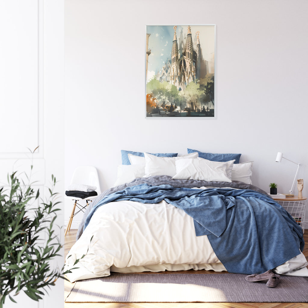 Plakat Abstrakcyjna Ilustracja Kościół Sagrada Familia Rama Aluminiowa Kolor Czarny