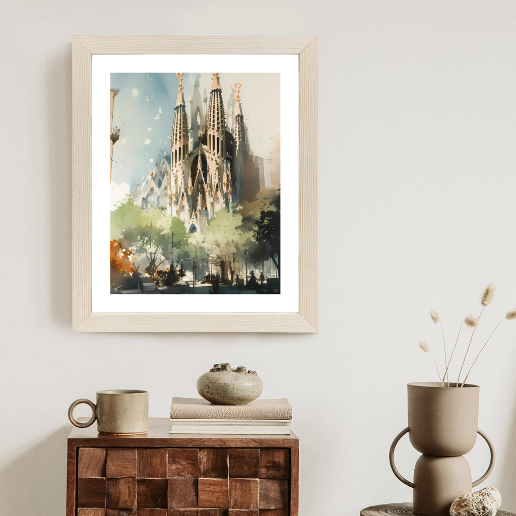 Plakat Abstrakcyjna Ilustracja Kościół Sagrada Familia Rama Aluminiowa Kolor Czarny