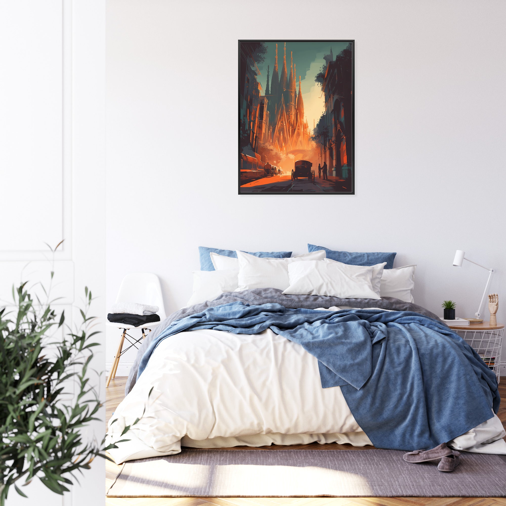 Plakat Kościół Sagrada Familia I Zachód Słońca Rama Aluminiowa Kolor Czarny