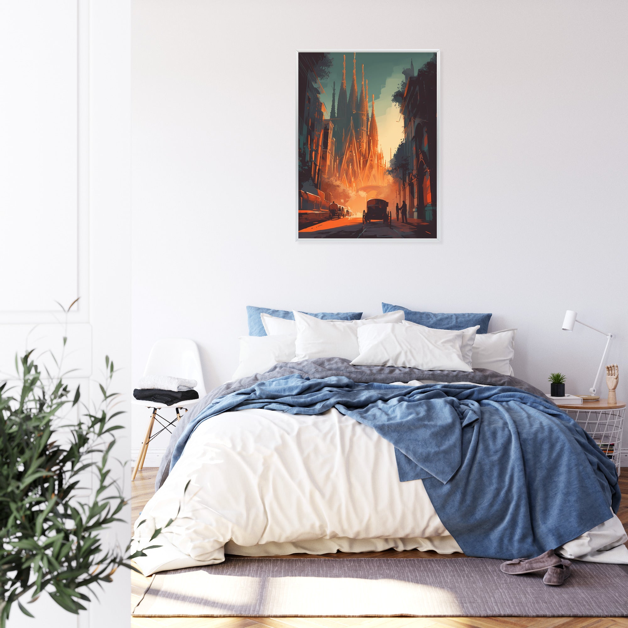 Plakat Kościół Sagrada Familia I Zachód Słońca Rama Aluminiowa Kolor Czarny