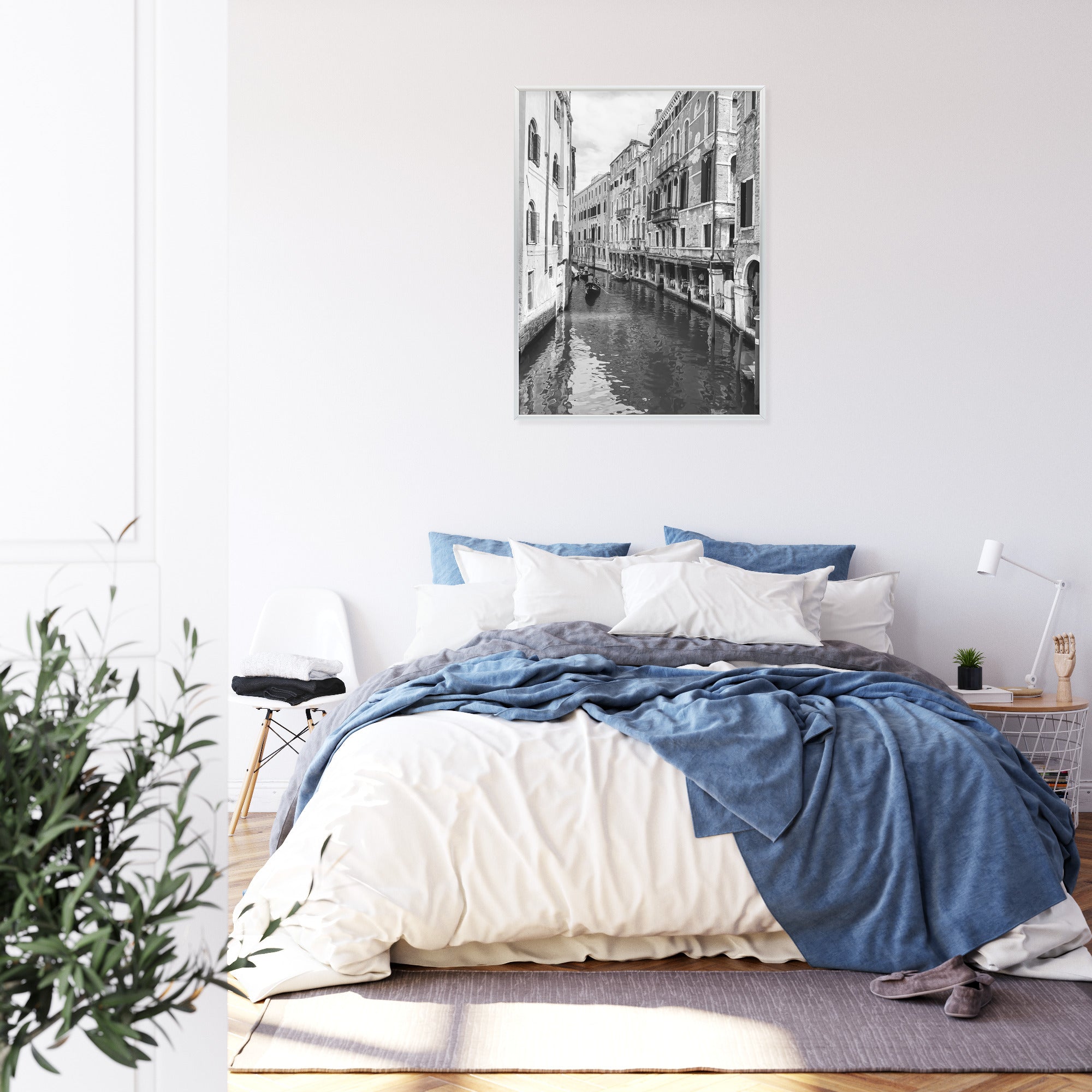 Plakat Kanał W Wenecji W Czerni I Bieli Rama Aluminiowa Kolor Czarny