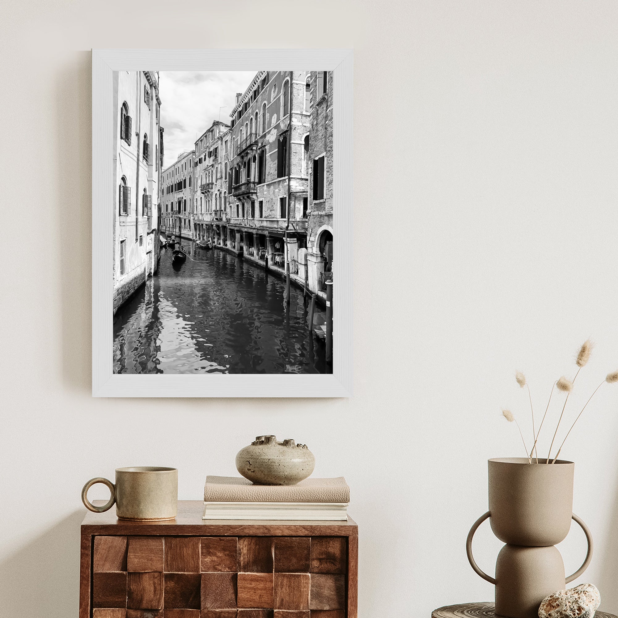 Plakat Kanał W Wenecji W Czerni I Bieli Rama Aluminiowa Kolor Czarny
