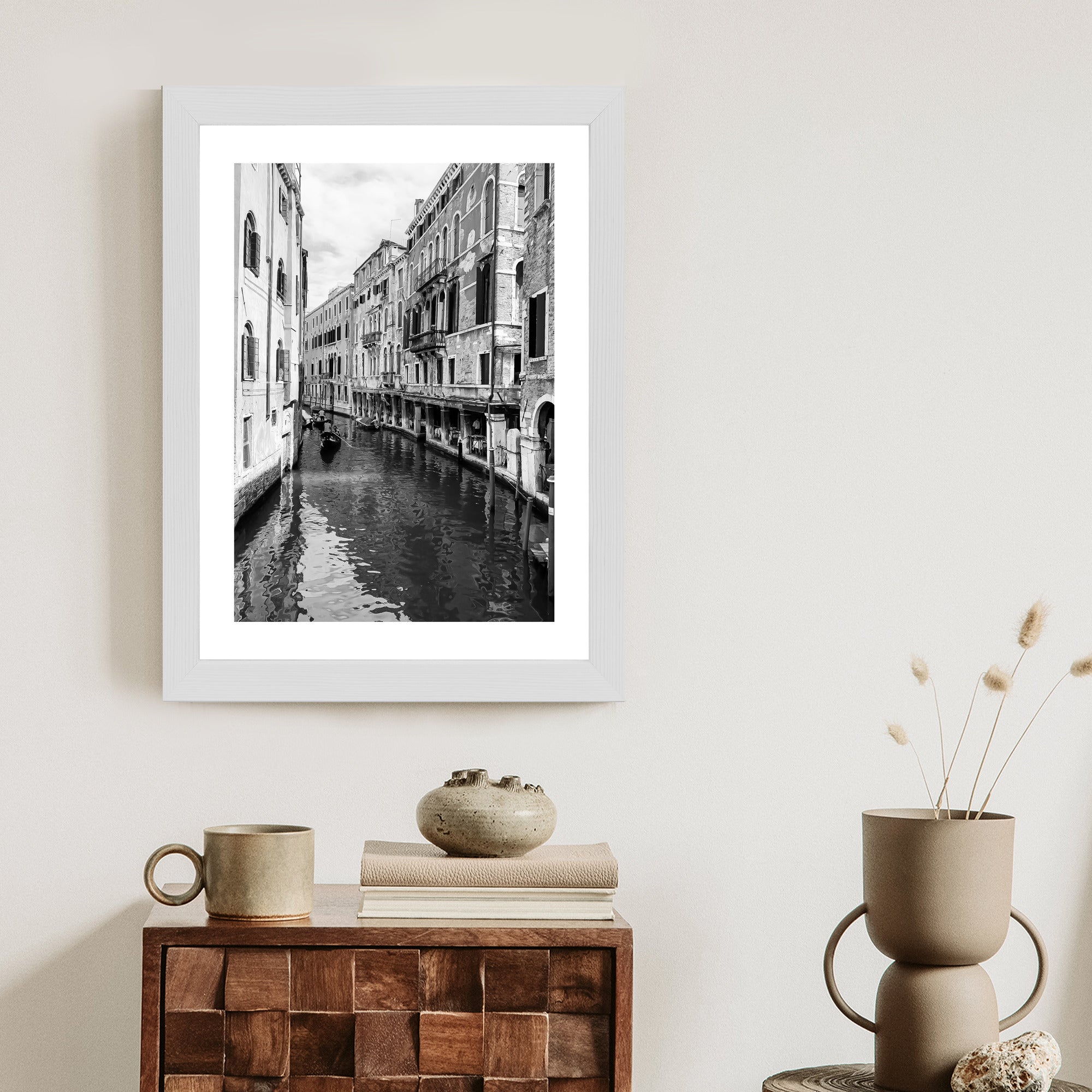 Plakat Kanał W Wenecji W Czerni I Bieli Rama Aluminiowa Kolor Czarny