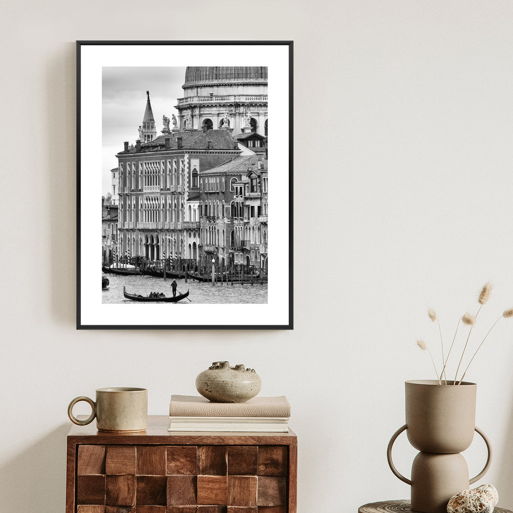 Plakat Czarno Biała Gondola Na Canale Grande