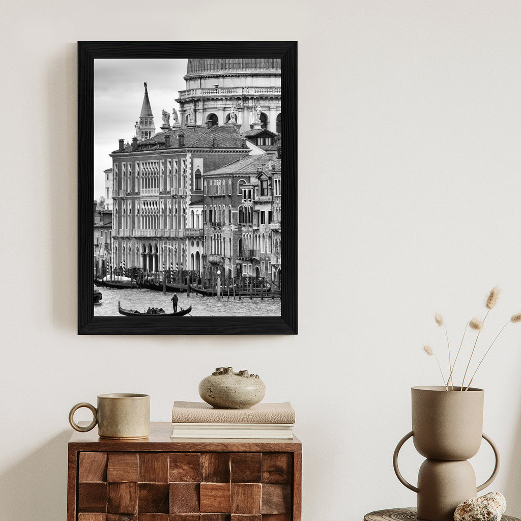Plakat Czarno Biała Gondola Na Canale Grande