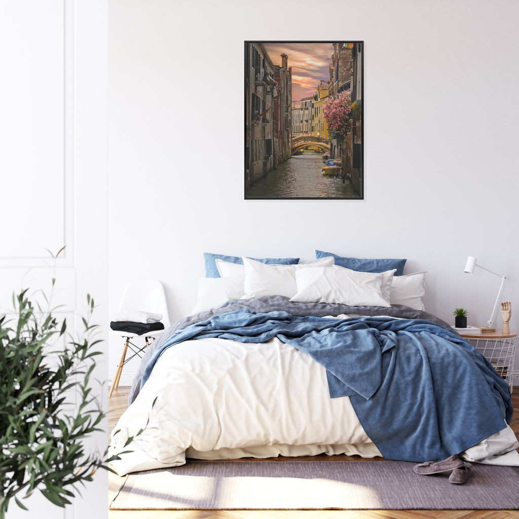 Plakat Most Nad Kanałem O Zachodzie Słońca W Wenecji Rama Aluminiowa Kolor Czarny