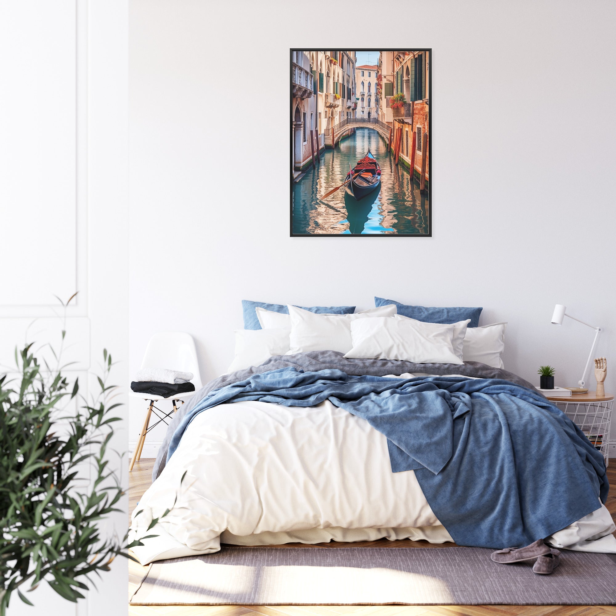 Plakat Gondola Na Kanale W Wenecji Rama Aluminiowa Kolor Czarny
