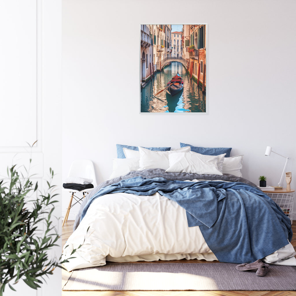 Plakat Gondola Na Kanale W Wenecji Rama Aluminiowa Kolor Czarny
