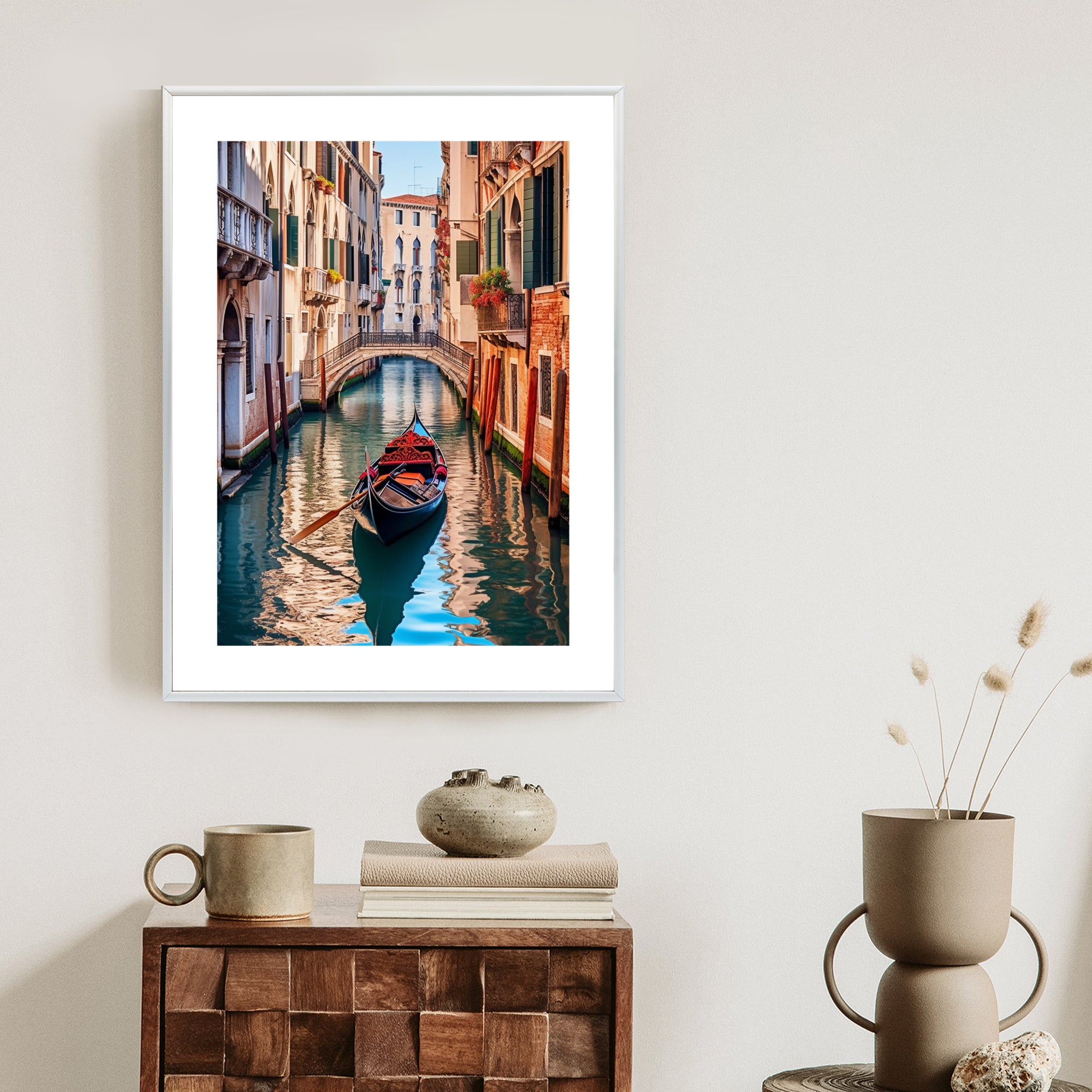 Plakat Gondola Na Kanale W Wenecji Rama Aluminiowa Kolor Czarny