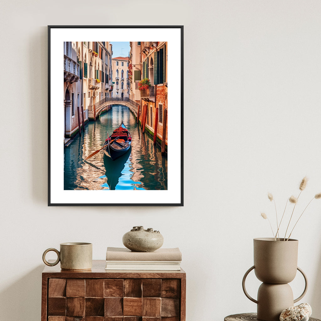 Plakat Gondola Na Kanale W Wenecji Rama Aluminiowa Kolor Czarny