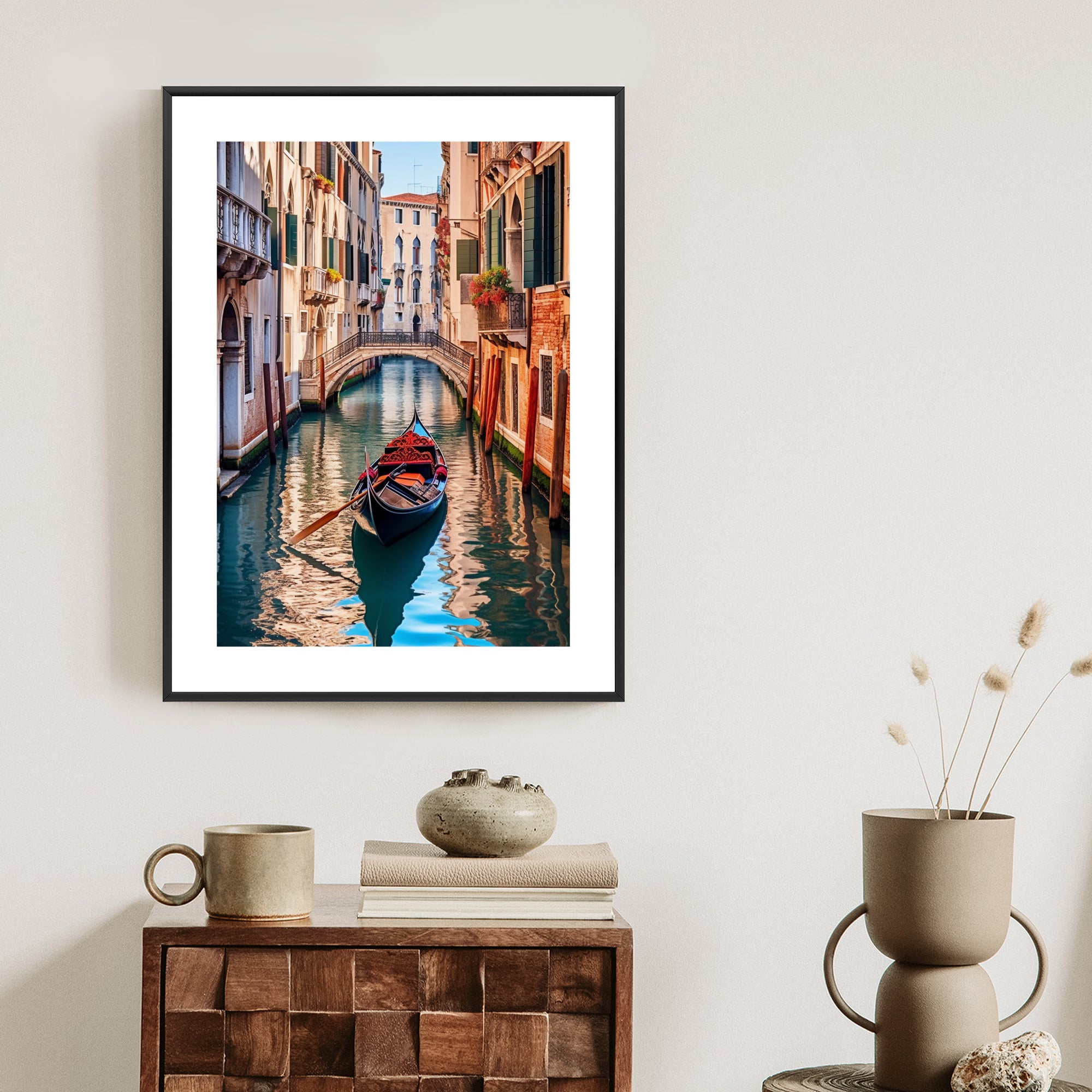 Plakat Gondola Na Kanale W Wenecji Rama Aluminiowa Kolor Czarny
