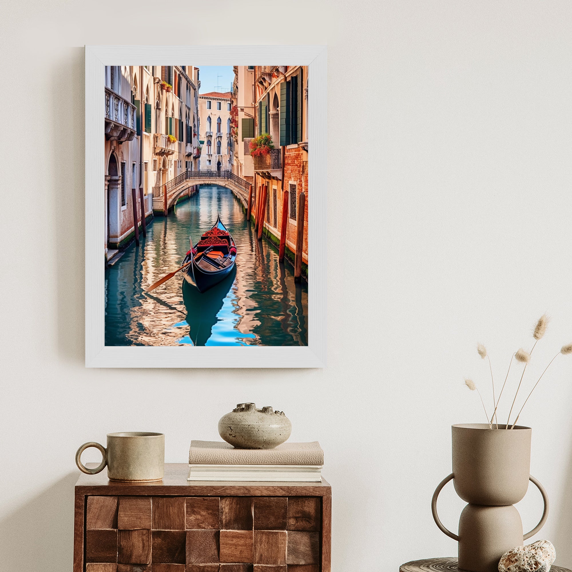 Plakat Gondola Na Kanale W Wenecji Rama Aluminiowa Kolor Czarny