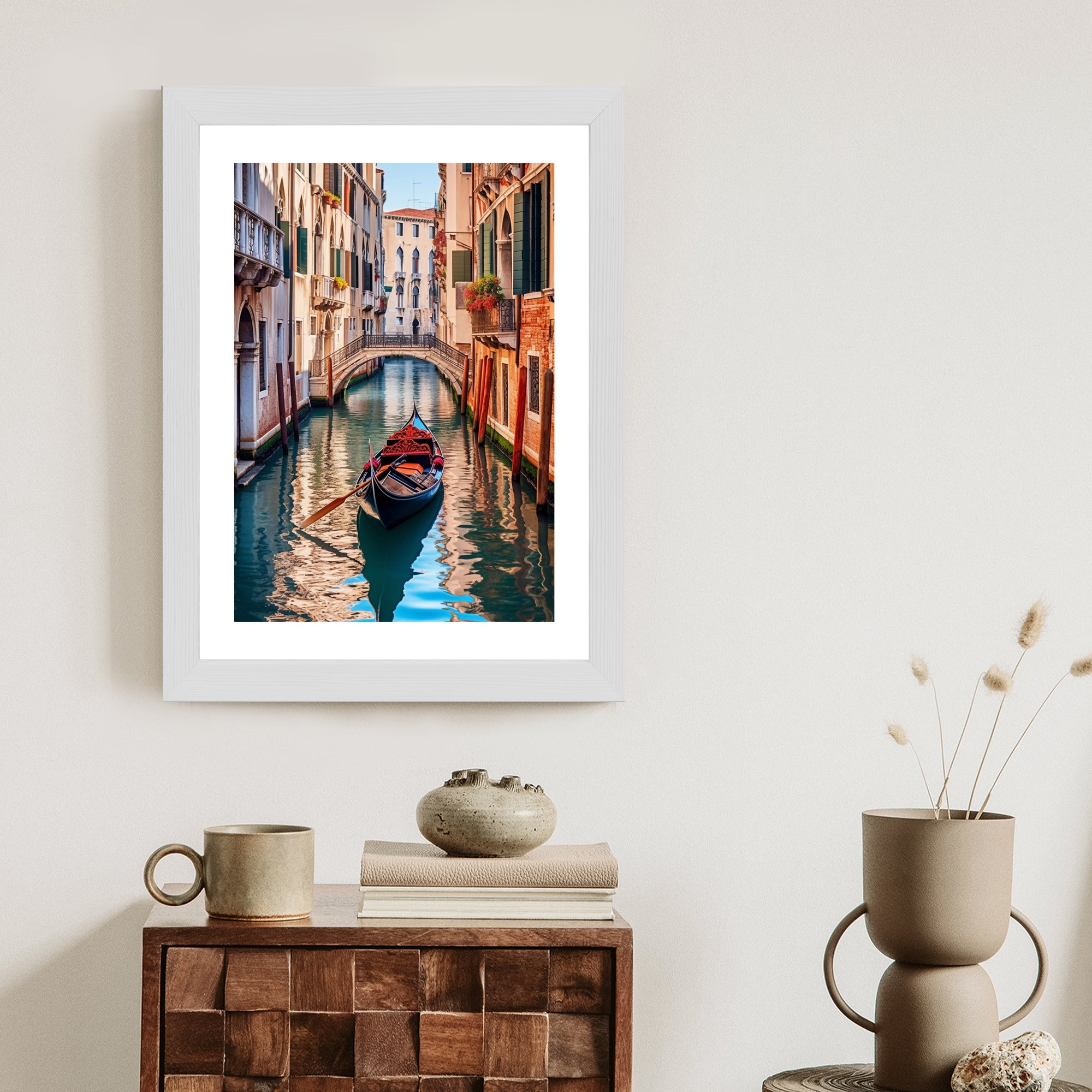 Plakat Gondola Na Kanale W Wenecji Rama Aluminiowa Kolor Czarny