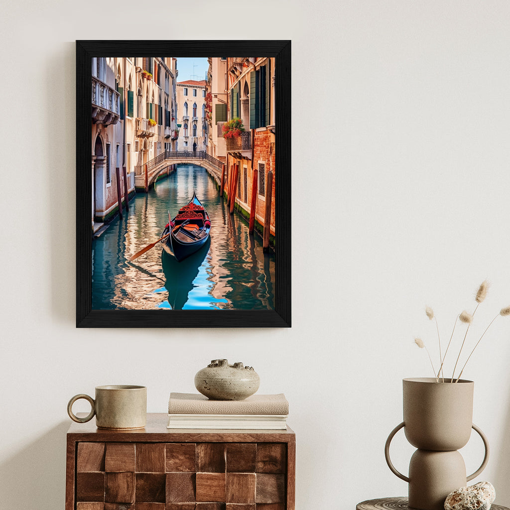 Plakat Gondola Na Kanale W Wenecji Rama Aluminiowa Kolor Czarny