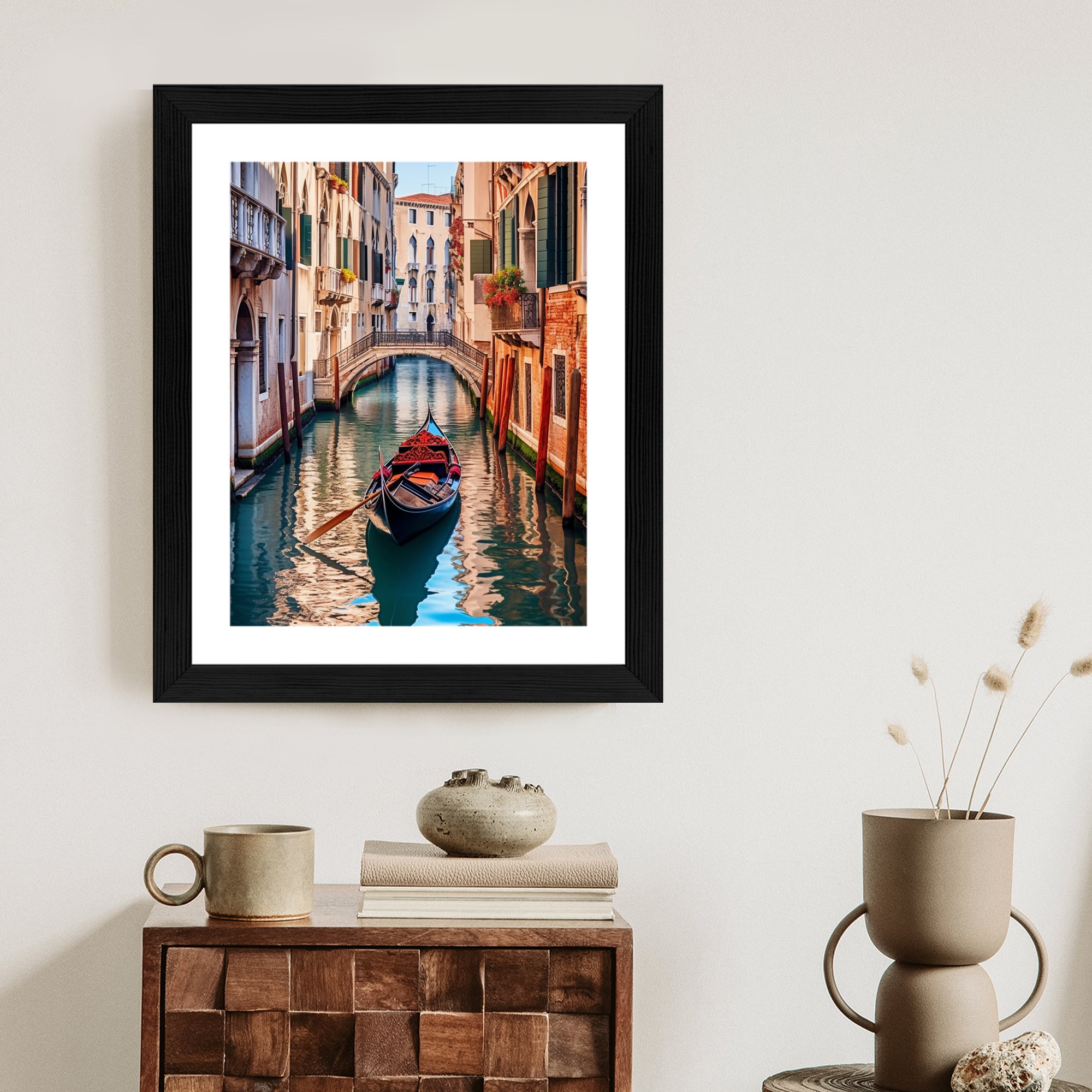 Plakat Gondola Na Kanale W Wenecji Rama Aluminiowa Kolor Czarny