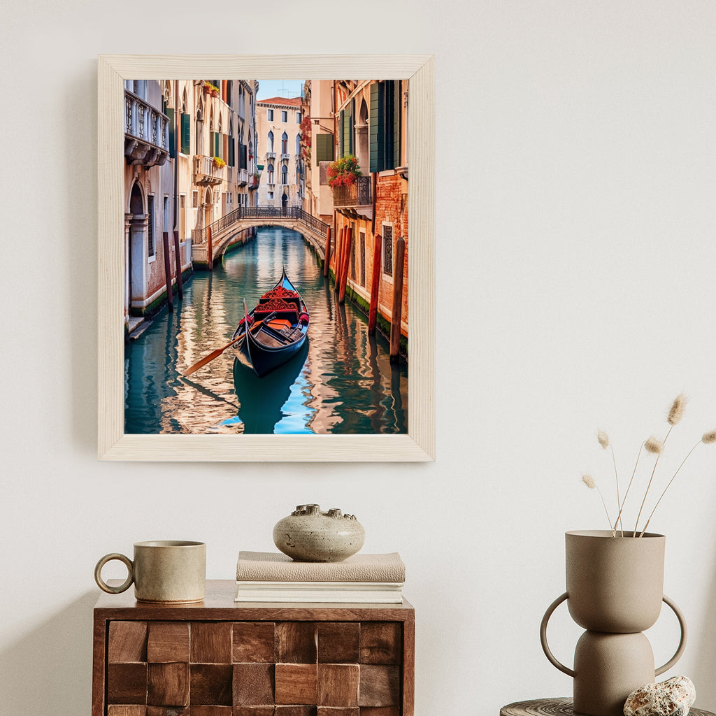 Plakat Gondola Na Kanale W Wenecji Rama Aluminiowa Kolor Czarny