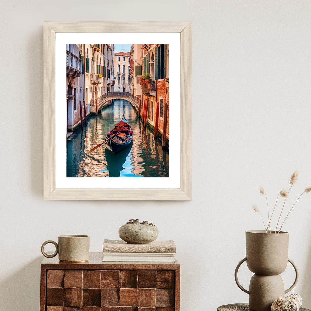 Plakat Gondola Na Kanale W Wenecji Rama Aluminiowa Kolor Czarny