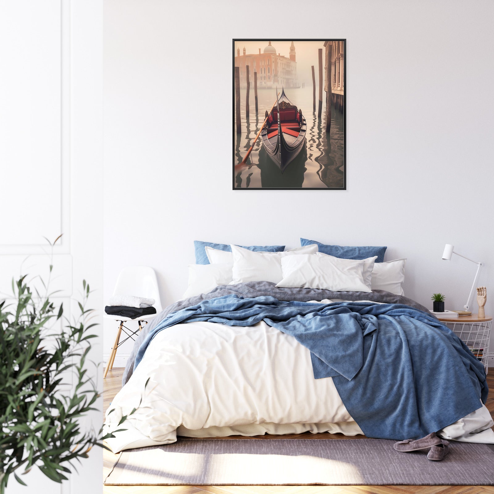 Plakat Gondola Na Tle Weneckiego Krajobrazu Rama Aluminiowa Kolor Czarny