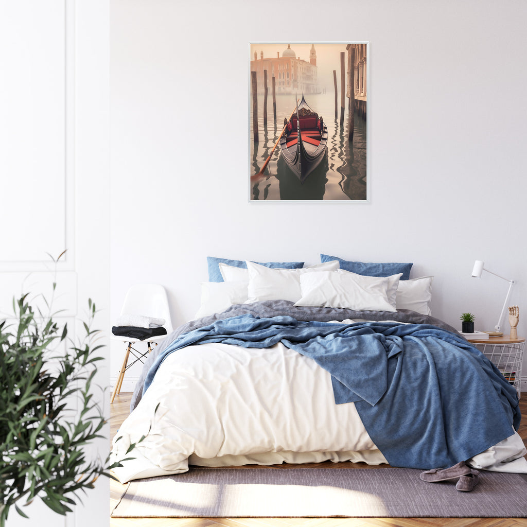 Plakat Gondola Na Tle Weneckiego Krajobrazu Rama Aluminiowa Kolor Czarny