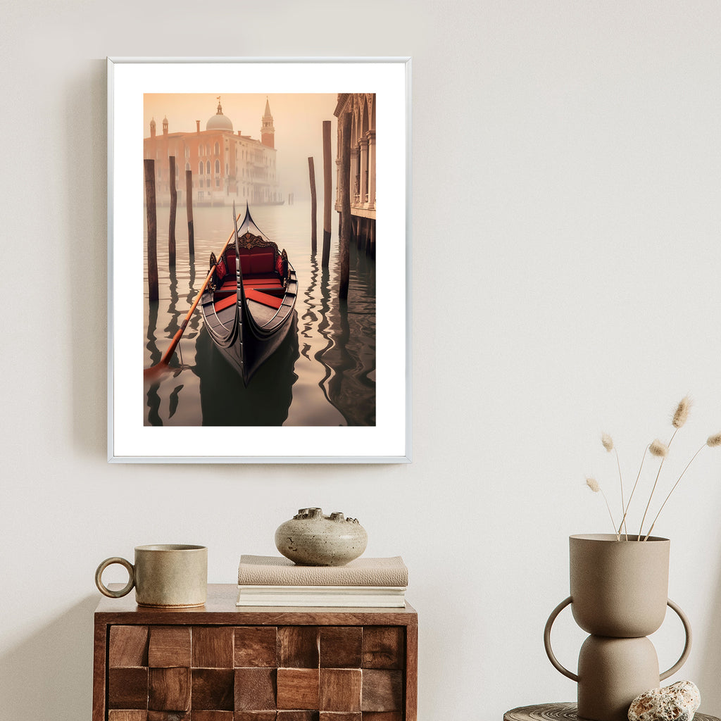 Plakat Gondola Na Tle Weneckiego Krajobrazu Rama Aluminiowa Kolor Czarny