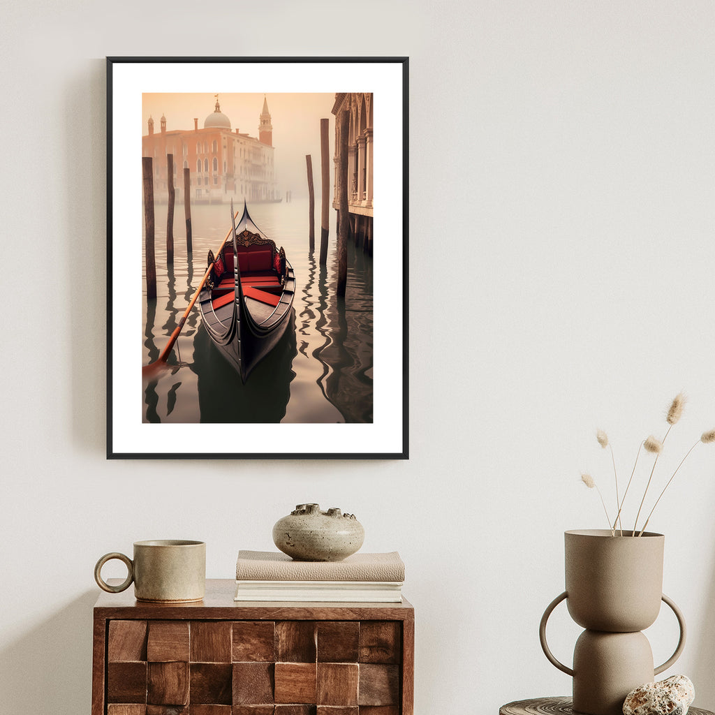 Plakat Gondola Na Tle Weneckiego Krajobrazu Rama Aluminiowa Kolor Czarny