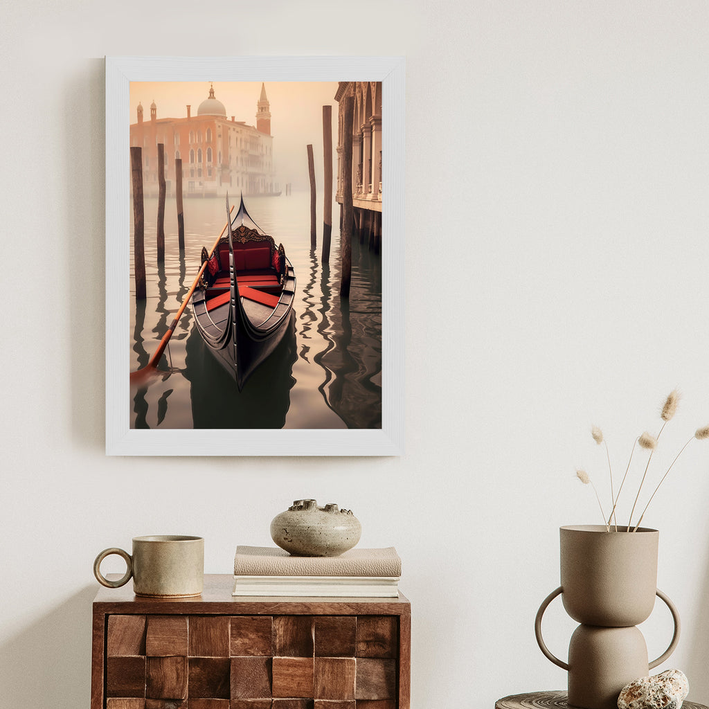 Plakat Gondola Na Tle Weneckiego Krajobrazu Rama Aluminiowa Kolor Czarny