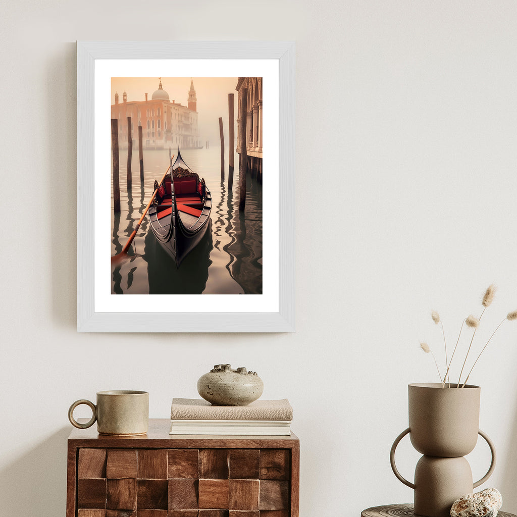 Plakat Gondola Na Tle Weneckiego Krajobrazu Rama Aluminiowa Kolor Czarny