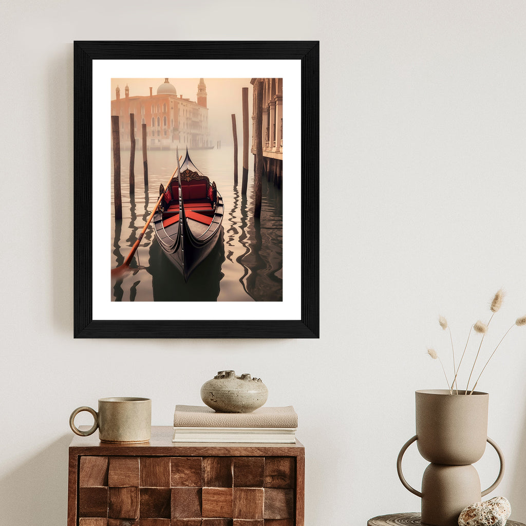 Plakat Gondola Na Tle Weneckiego Krajobrazu Rama Aluminiowa Kolor Czarny